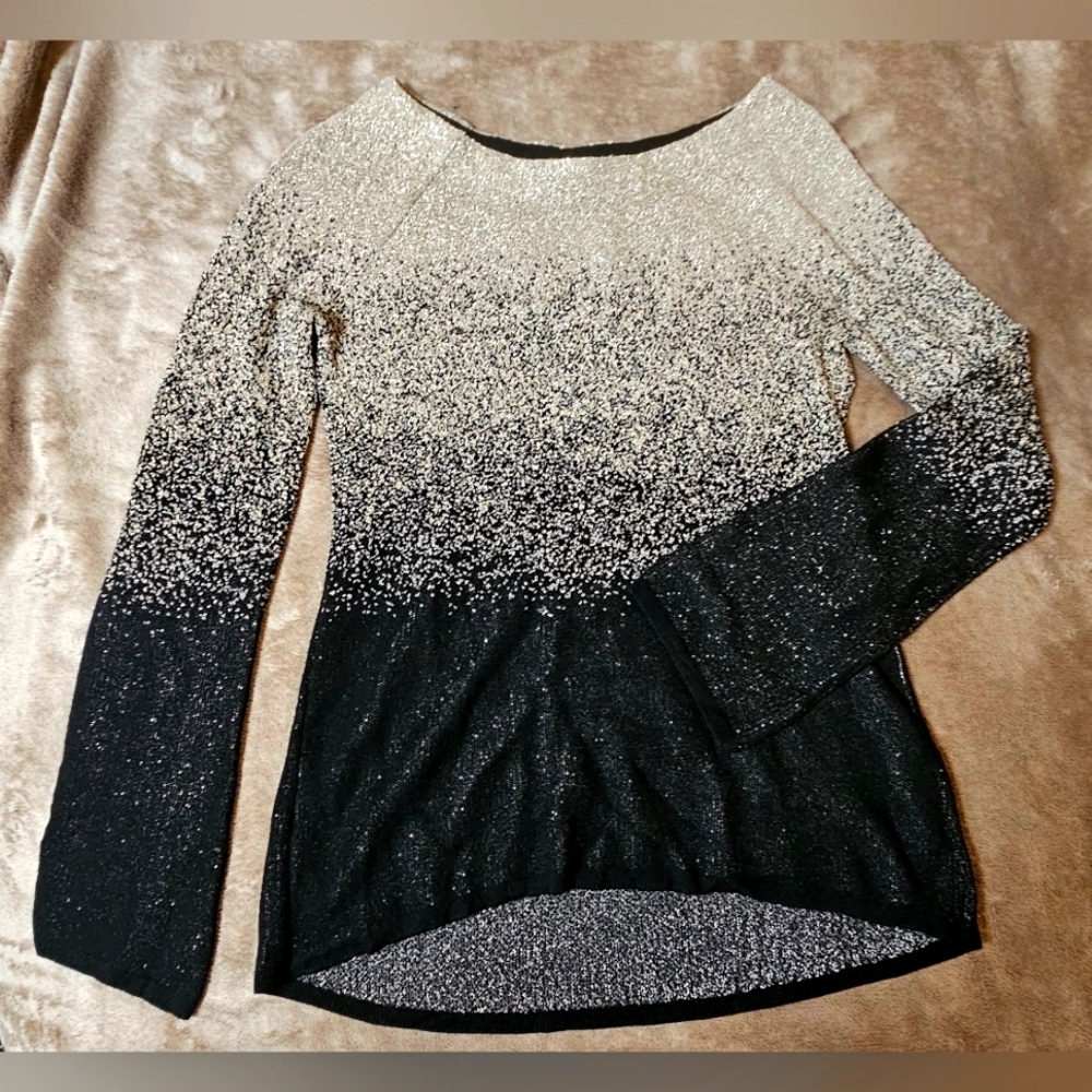 White House Black Market Gold and Black Metallic Sweater